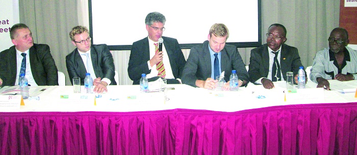 Mr Stephen Antwi (2nd right), President of GGEA and other speakers at the forum. Uphold business integrity - GGEA